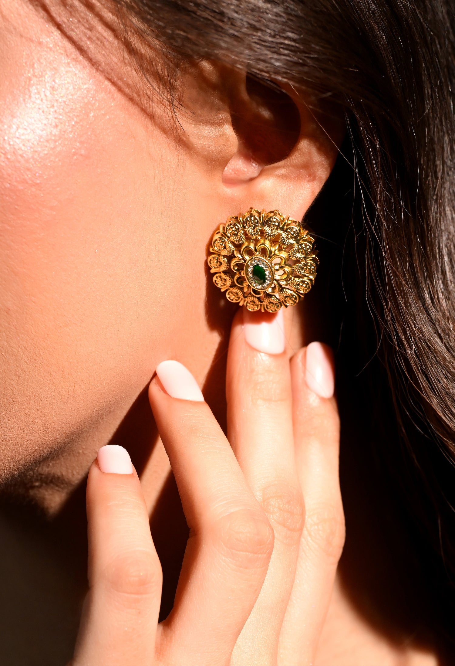 Emerald Bloom Stud Earrings