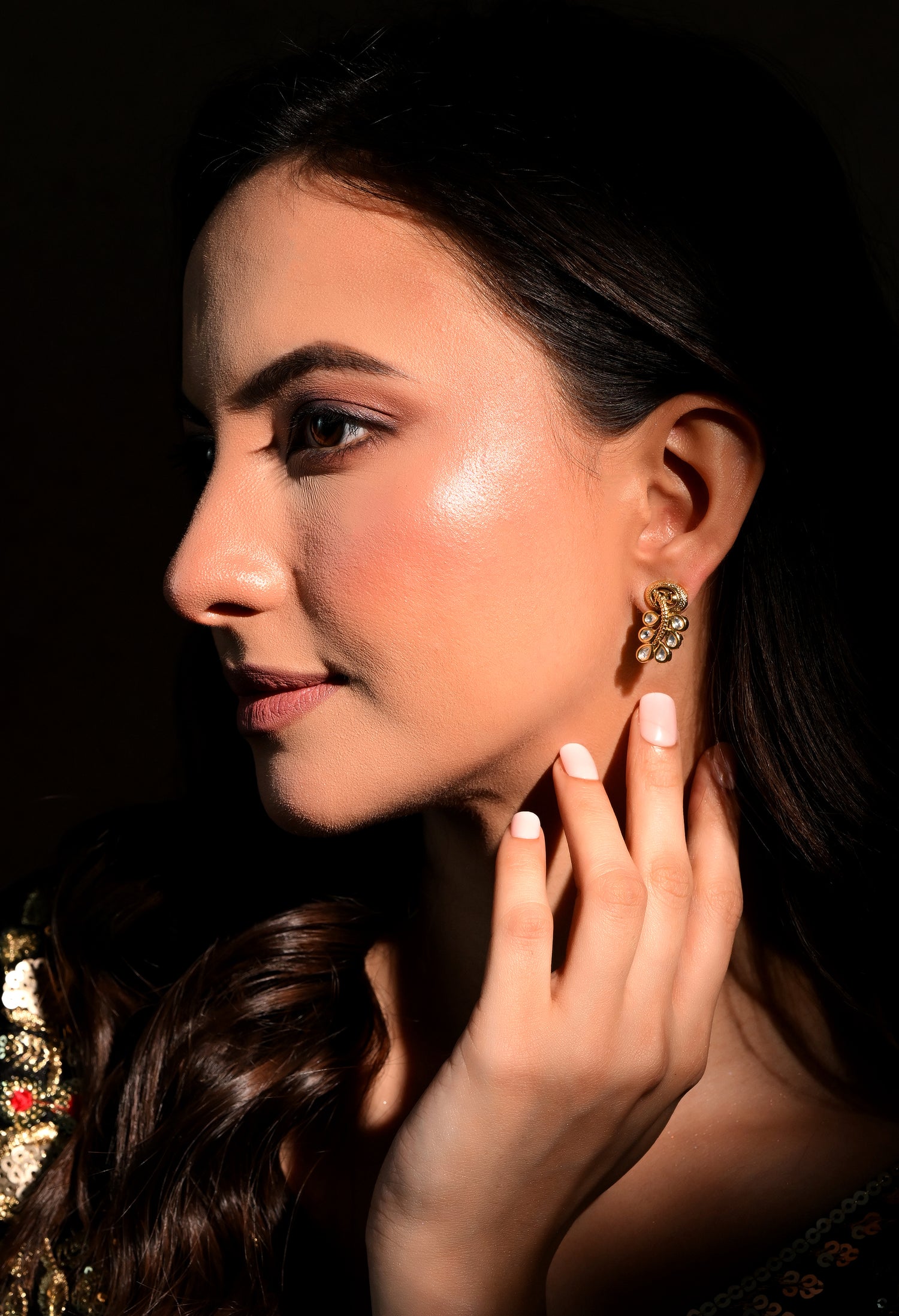 Golden Leaf Drop Earrings