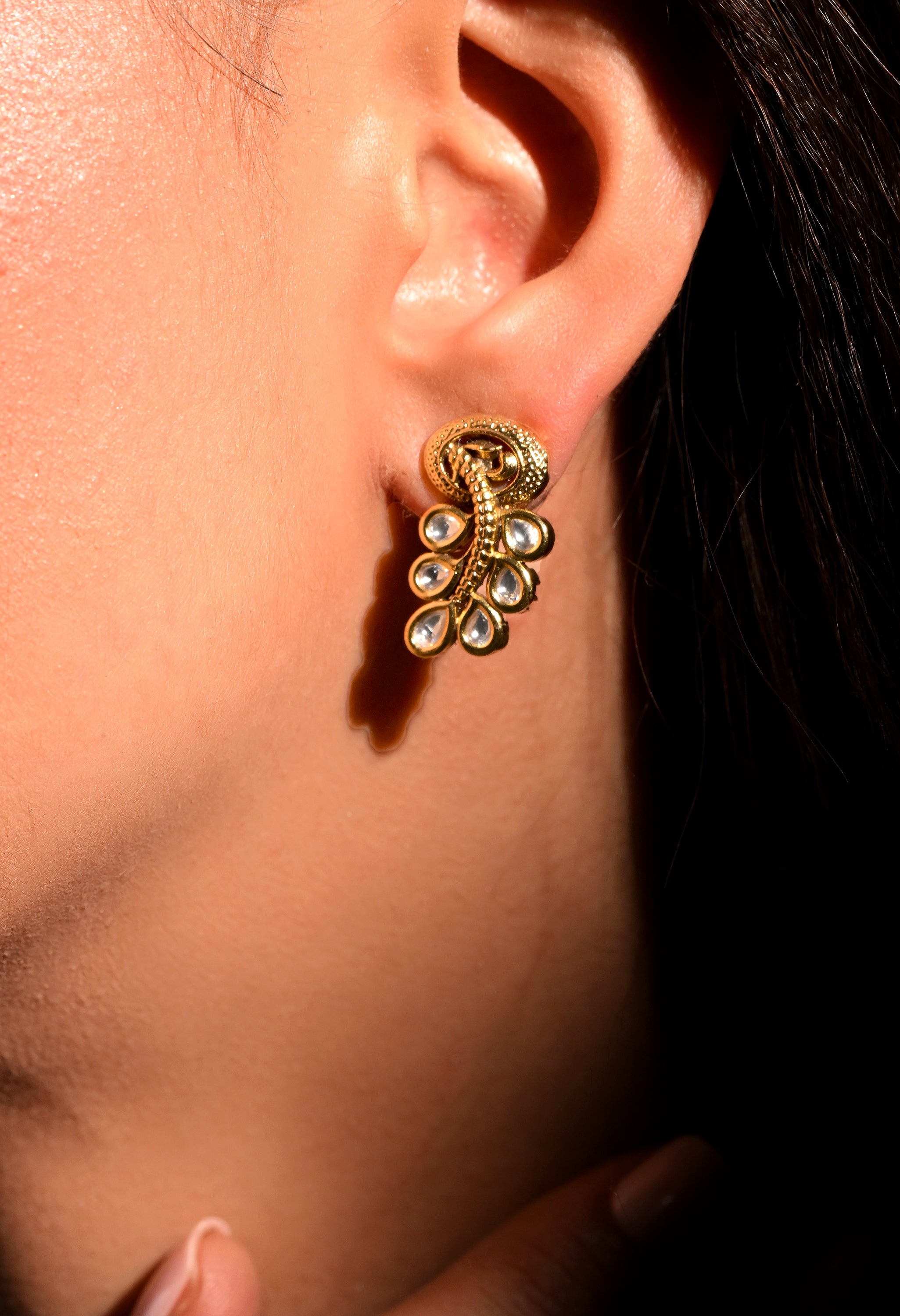 Golden Leaf Drop Earrings