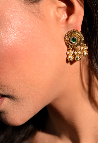 Emerald Glow Chandrika Earrings