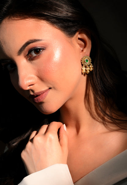 Emerald Glow Chandrika Earrings