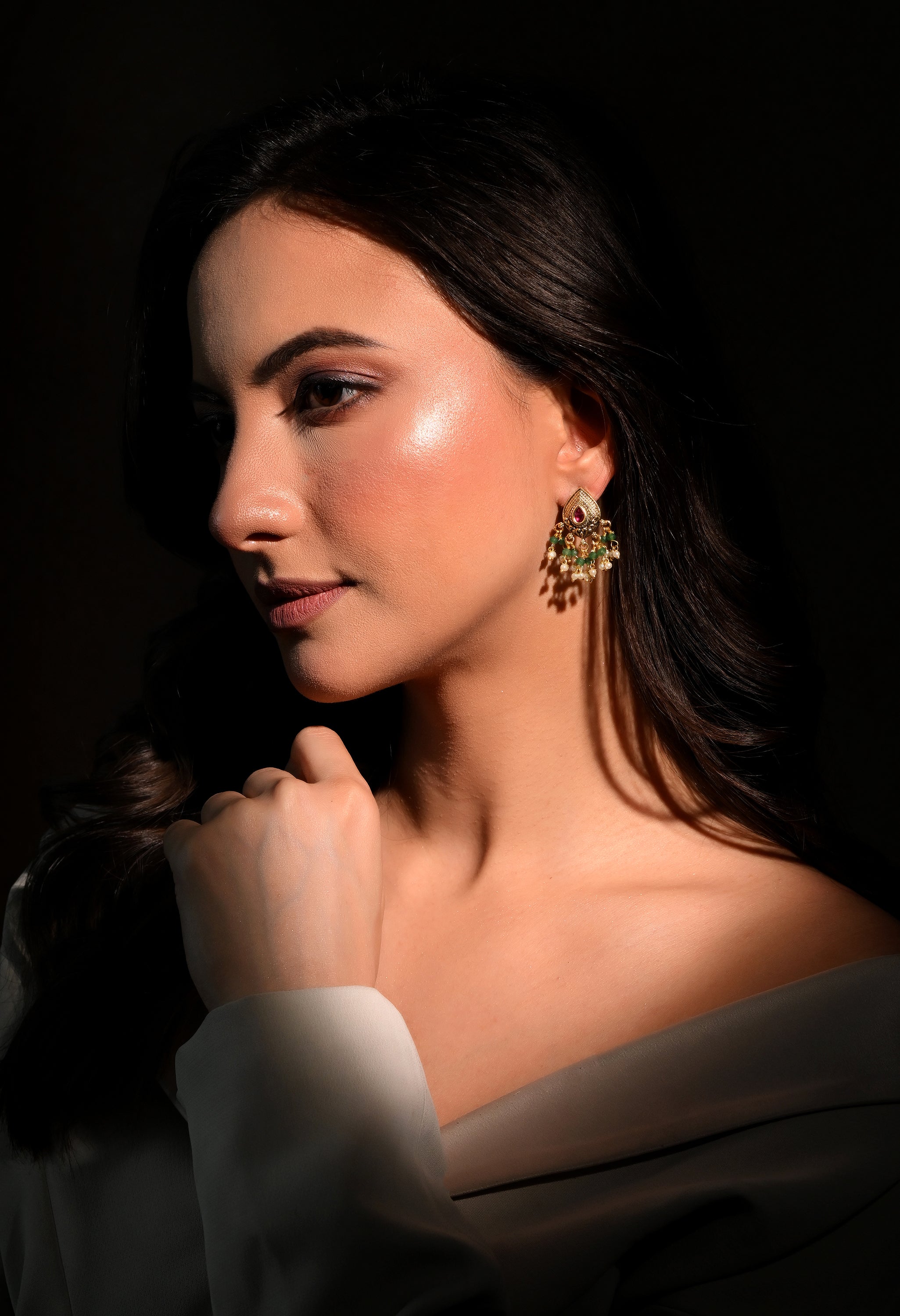 Ruby Dewdrop Chandbali