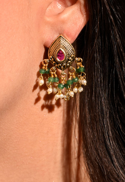 Ruby Dewdrop Chandbali