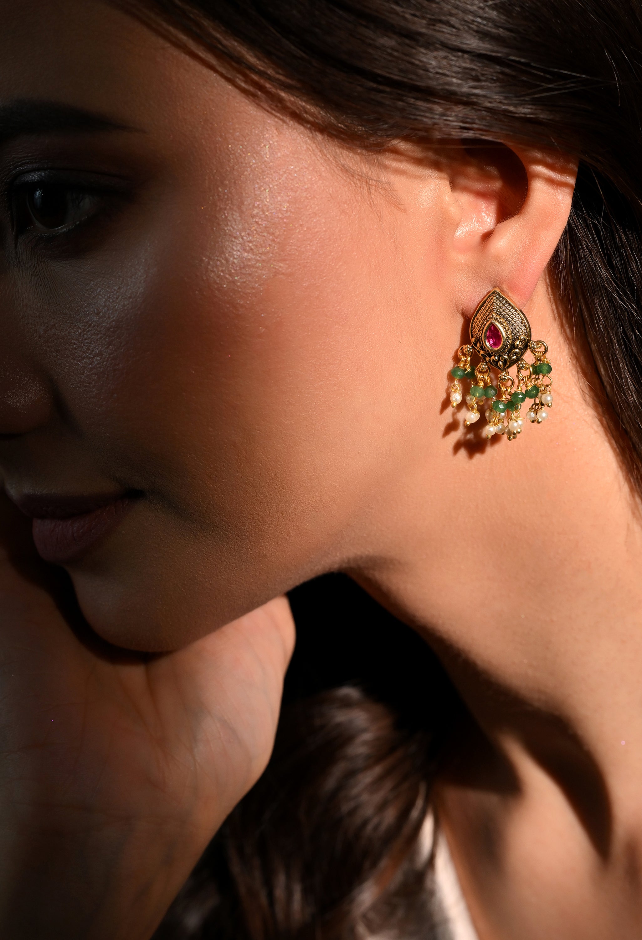 Ruby Dewdrop Chandbali