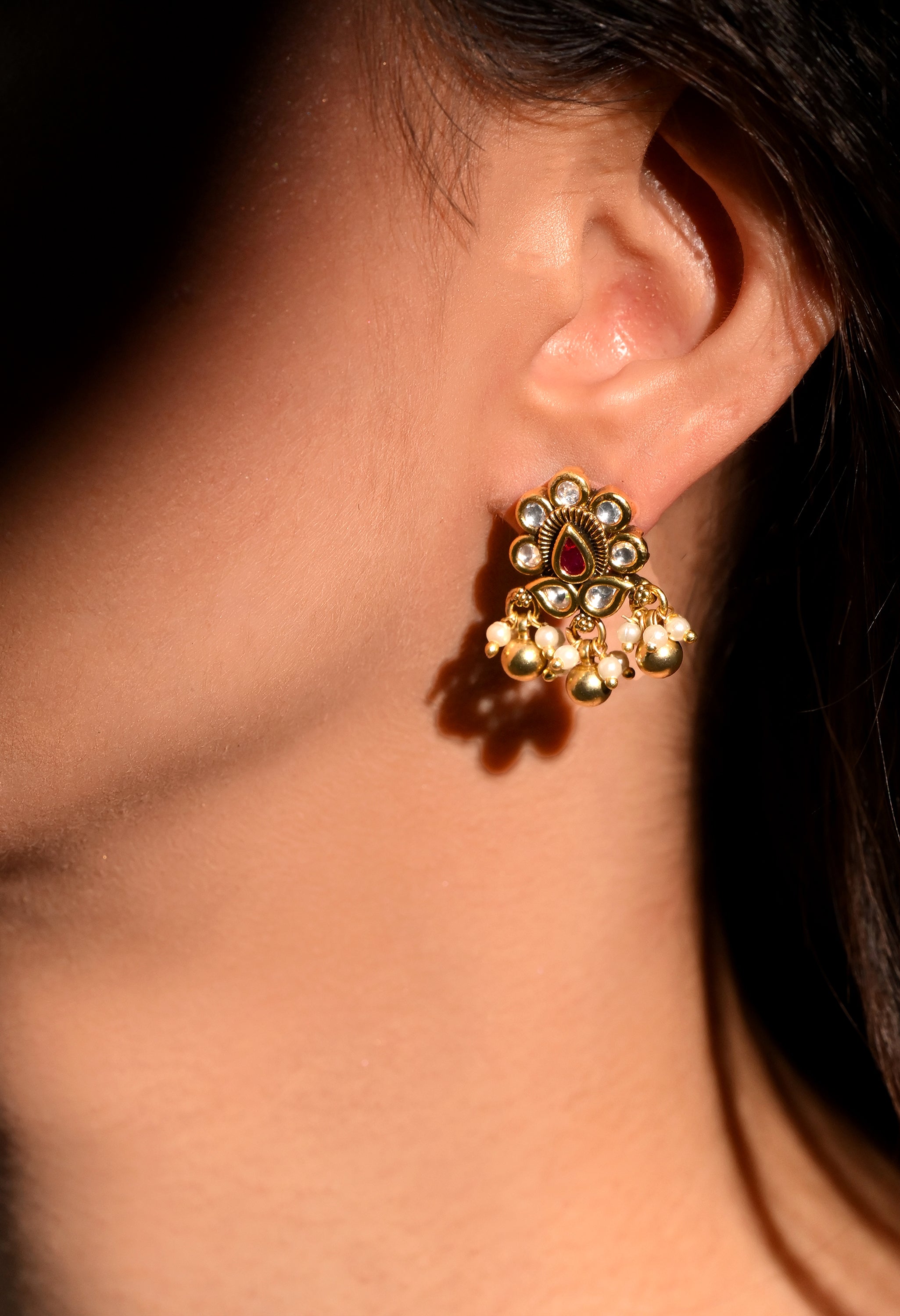 Royal Ruby Pearl Jhumki