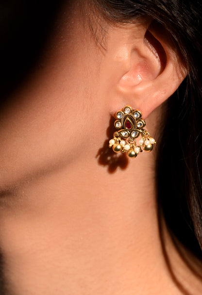 Royal Ruby Pearl Jhumki