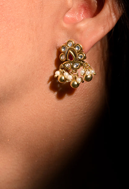 Royal Ruby Pearl Jhumki