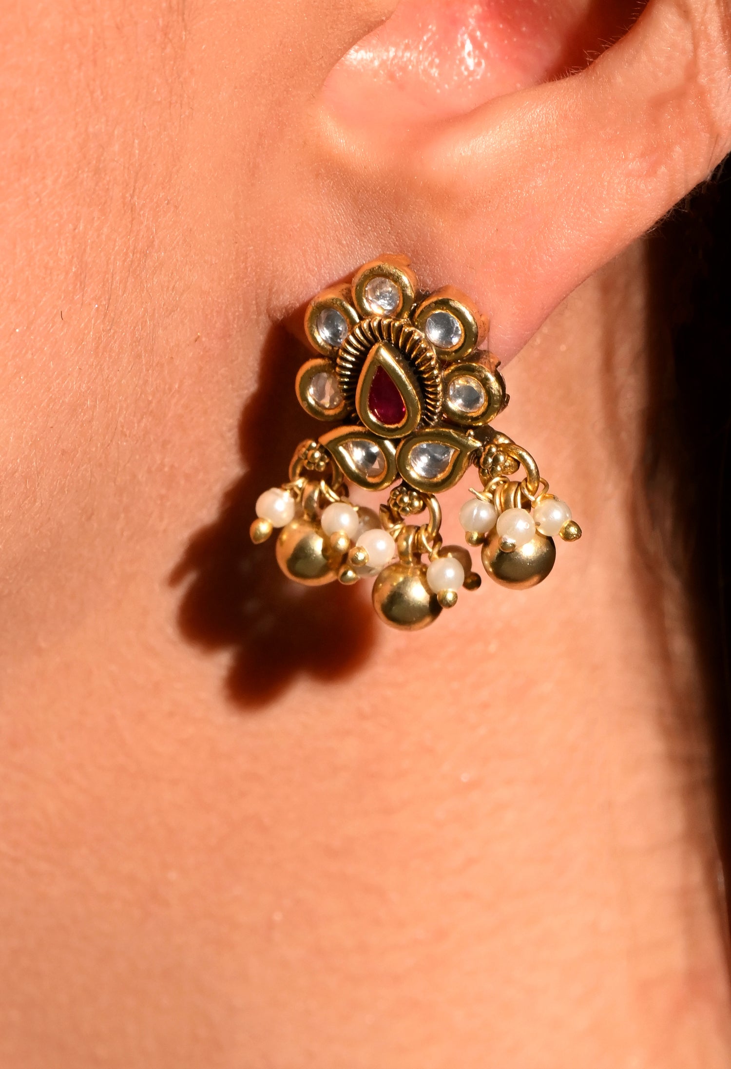 Royal Ruby Pearl Jhumki