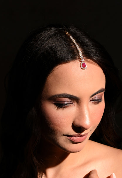 Ruby Radiance Maang Tikka