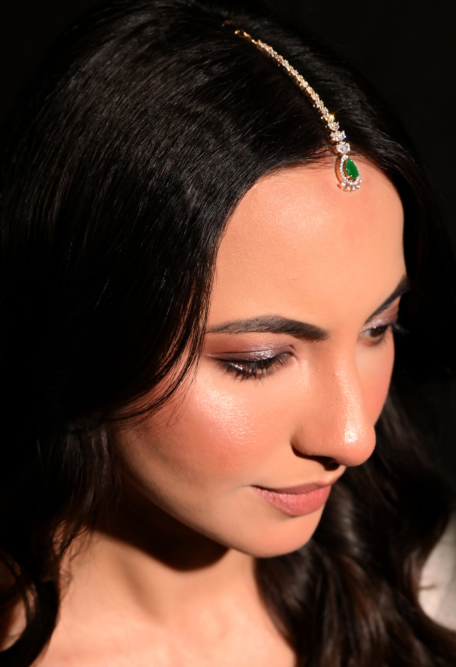 Emerald Spark Maang Tikka
