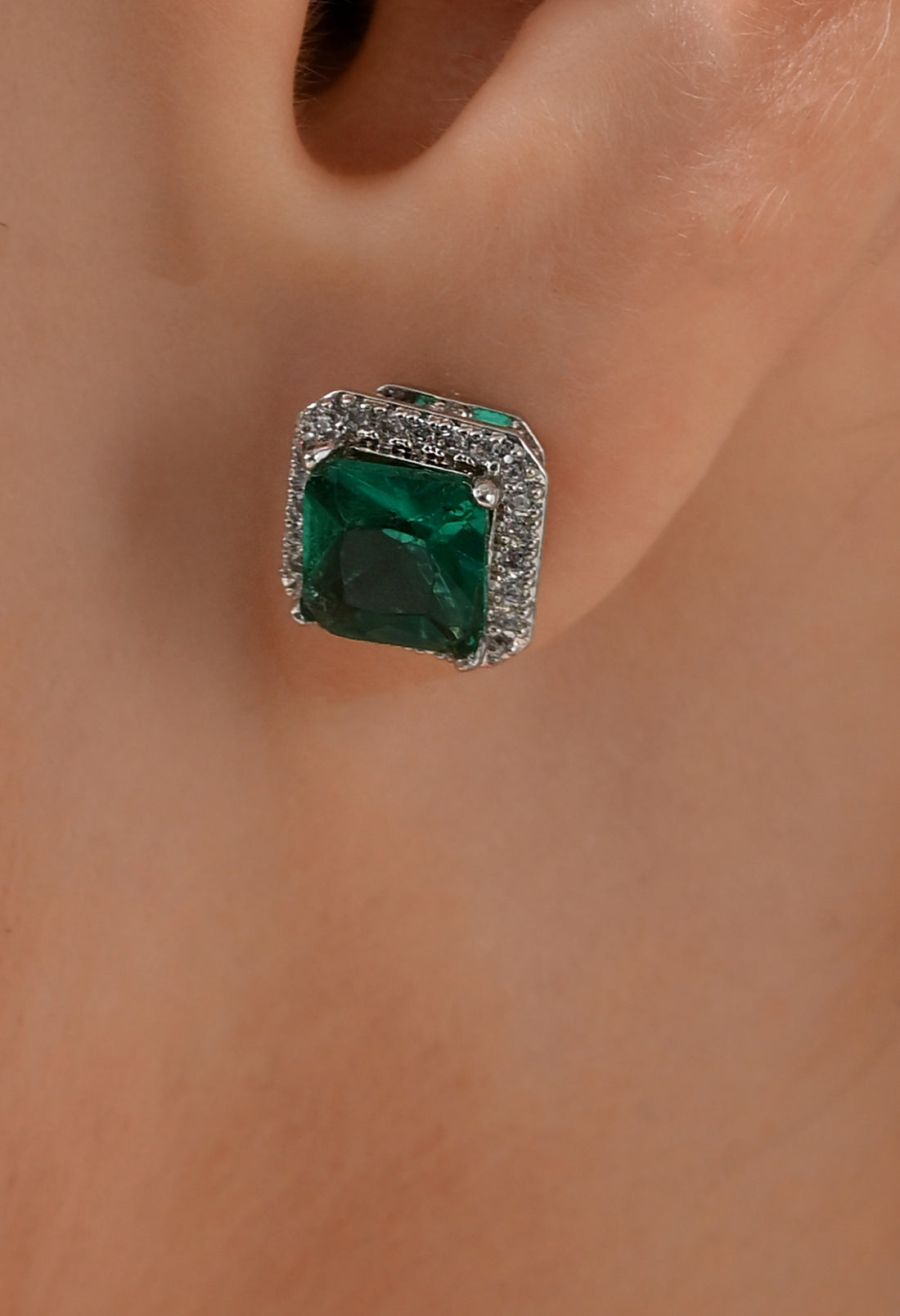 Emerald Majesty Square Studs