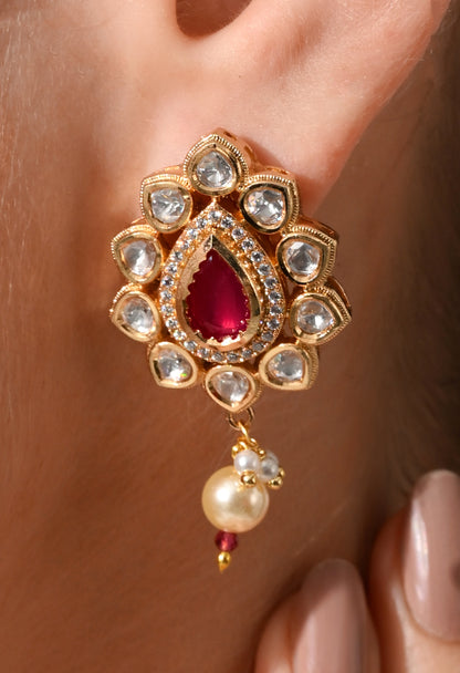 Royal Ruby Kundan Drop Earrings