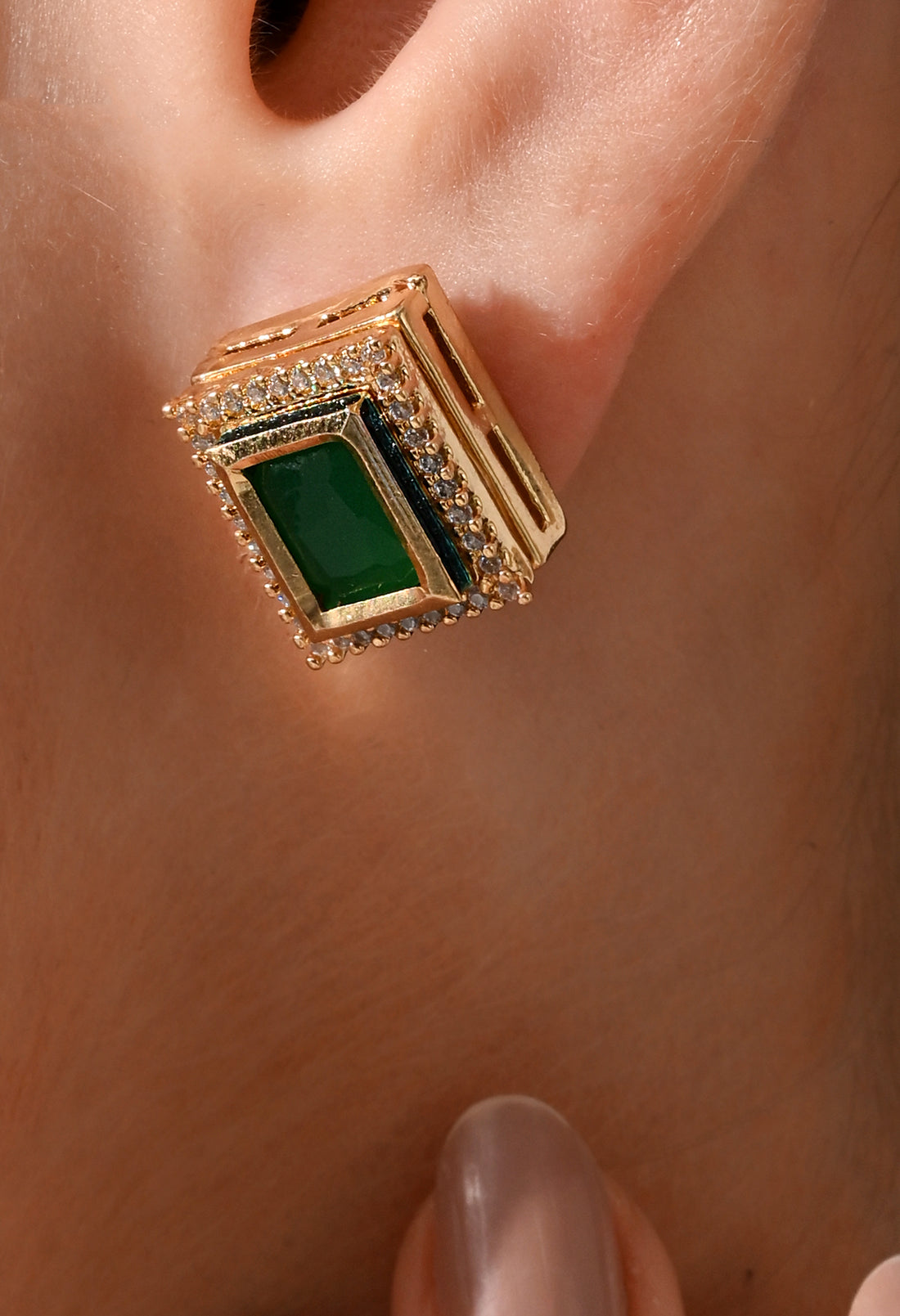 Emerald Grace Square Earrings