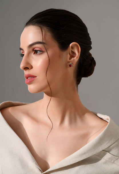Crimson Royale Square Earrings