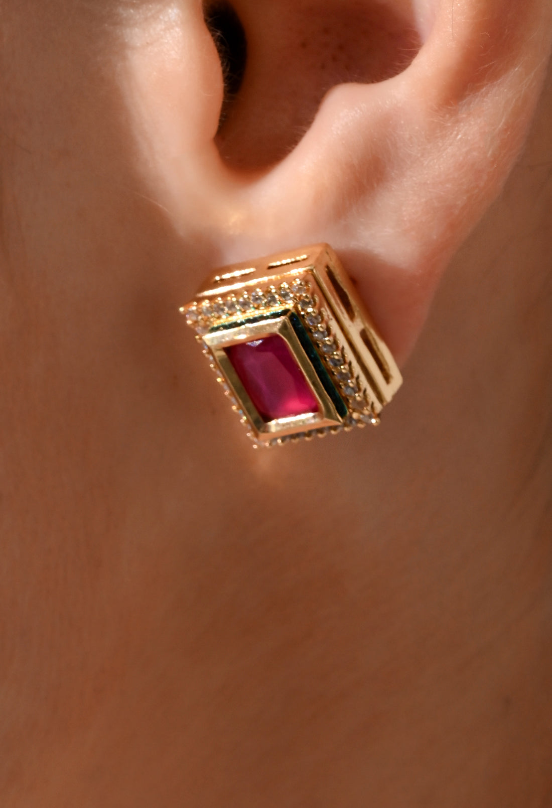 Crimson Royale Square Earrings