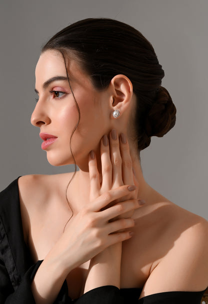 Lustrous Pearl Halo Studs