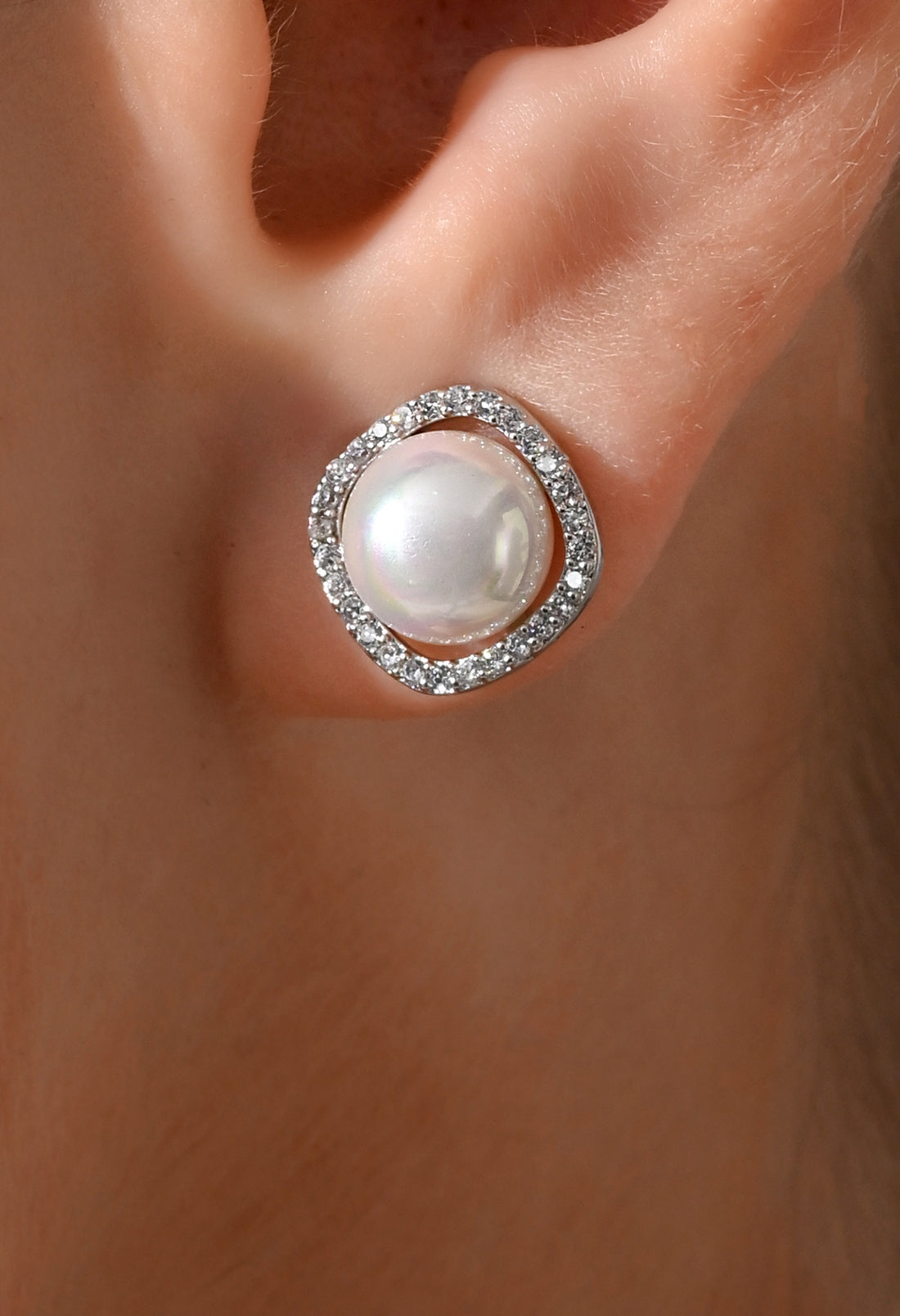 Lustrous Pearl Halo Studs