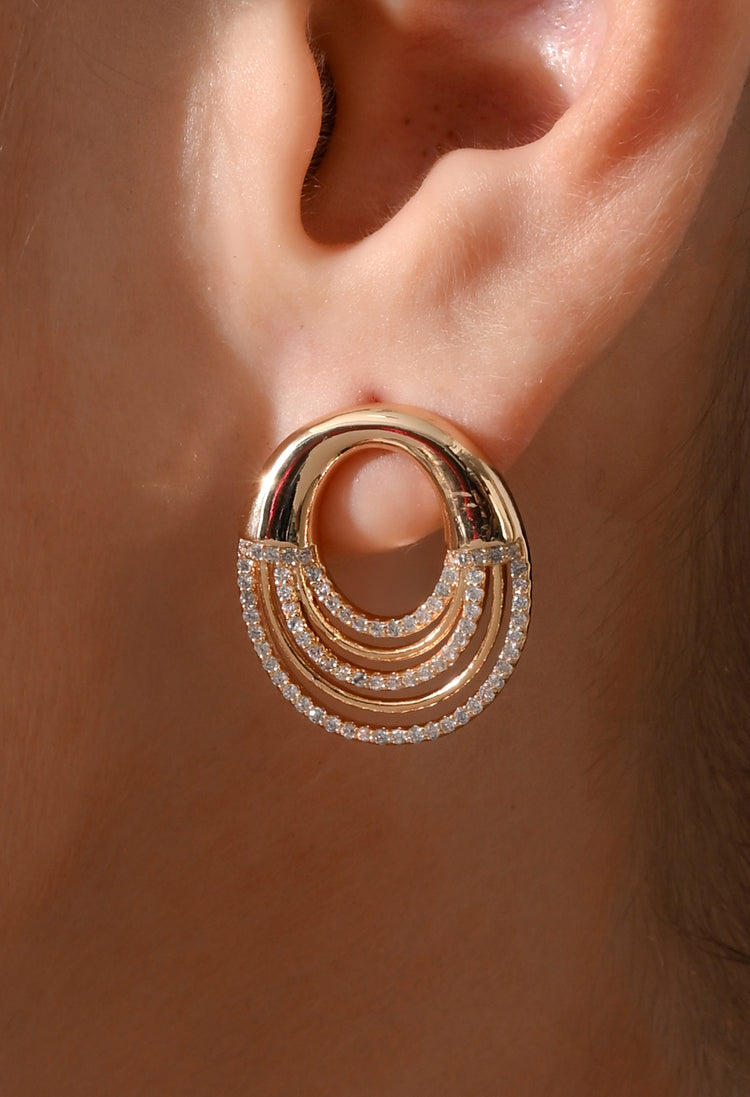 Golden Aura Hoop Studs For Woman