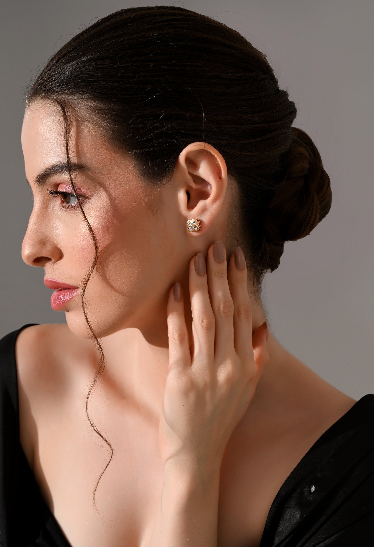 Golden Clover Crystal Studs