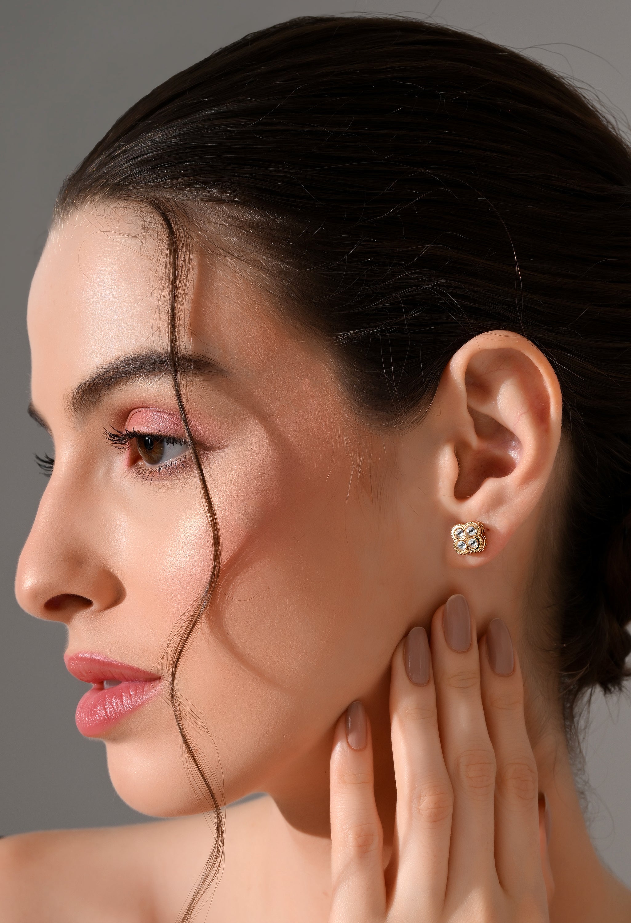 Golden Clover Crystal Studs