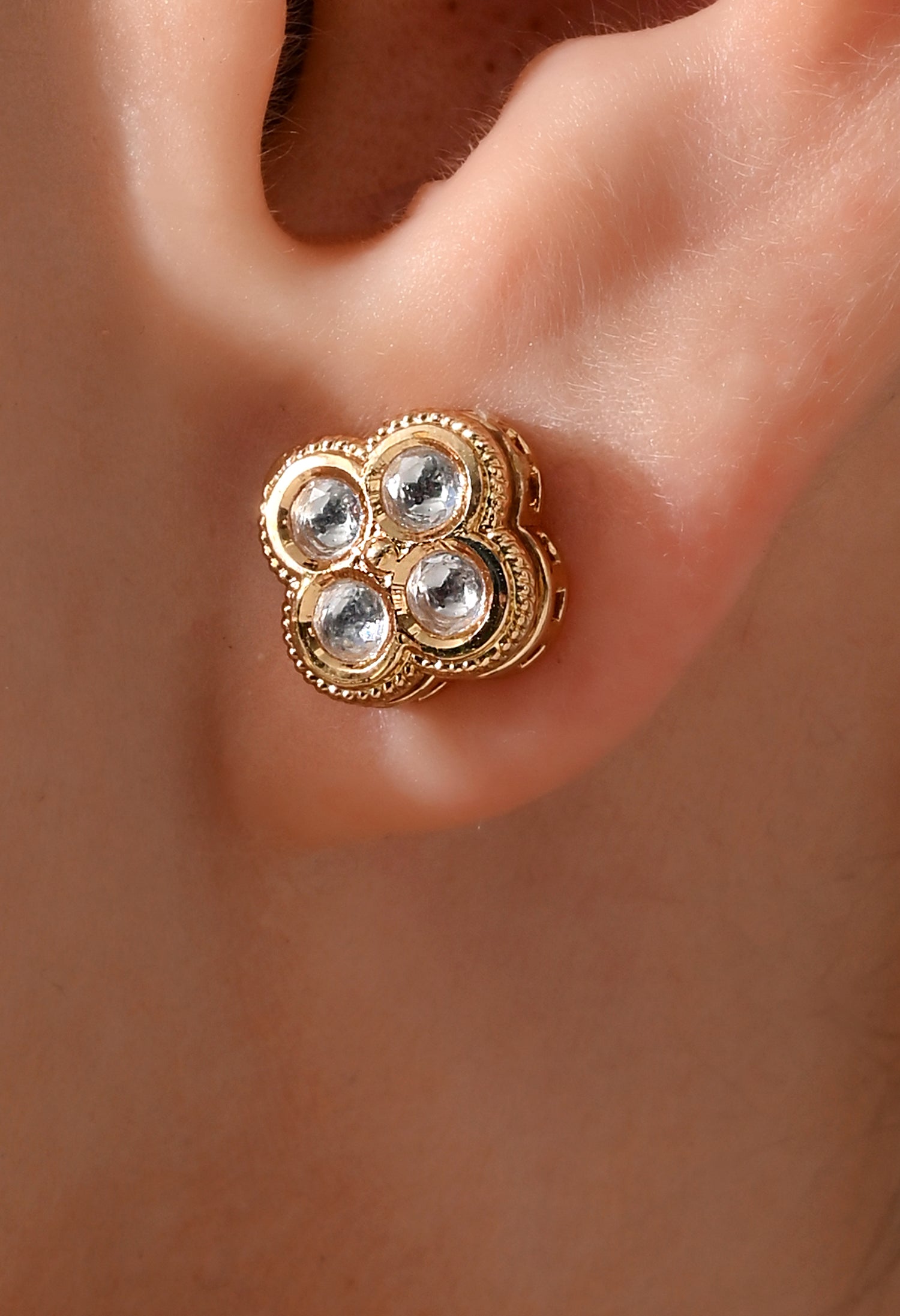Golden Clover Crystal Studs