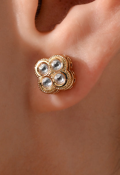 Golden Clover Crystal Studs