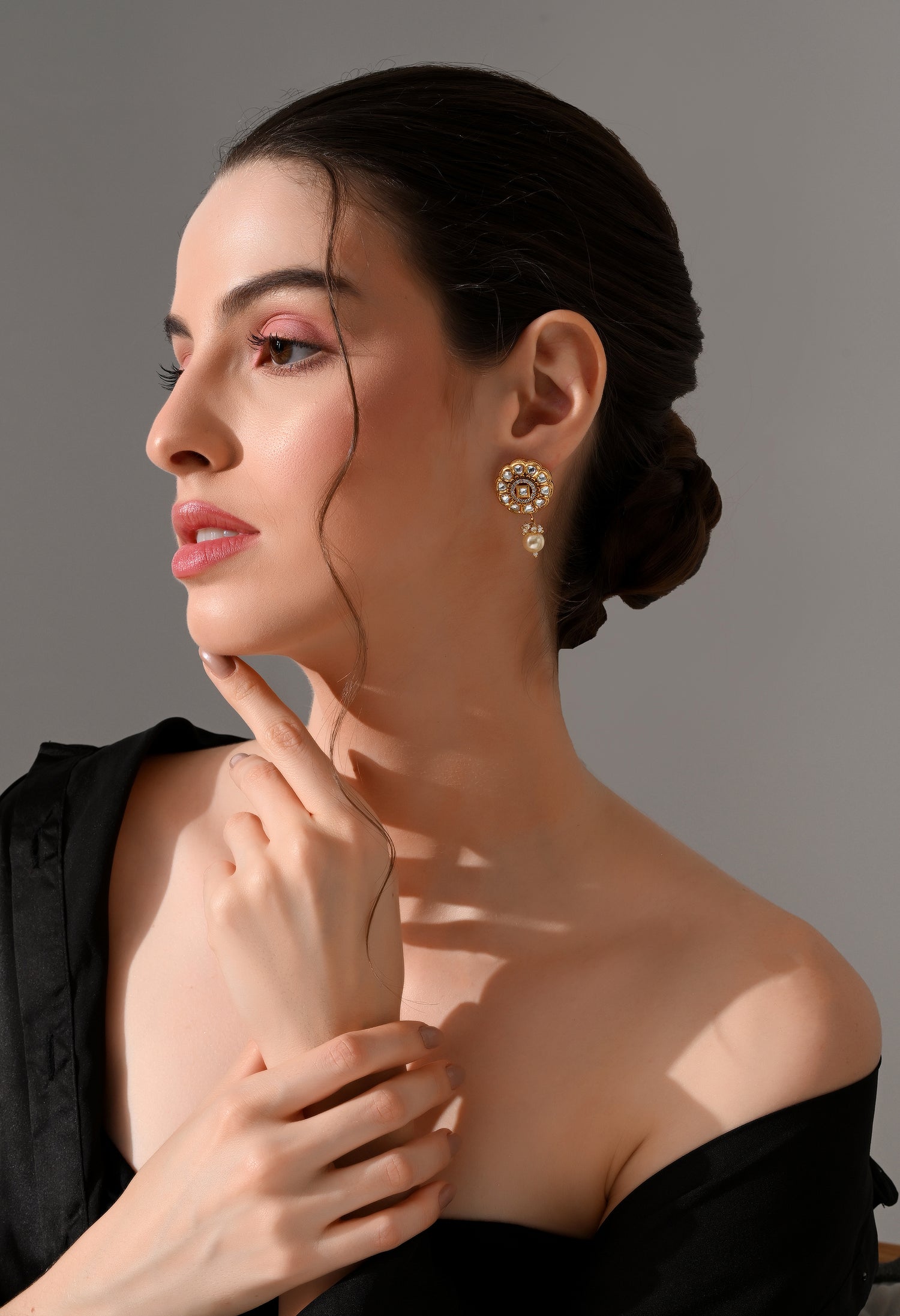 Royal Kundan Pearl Drop Earrings