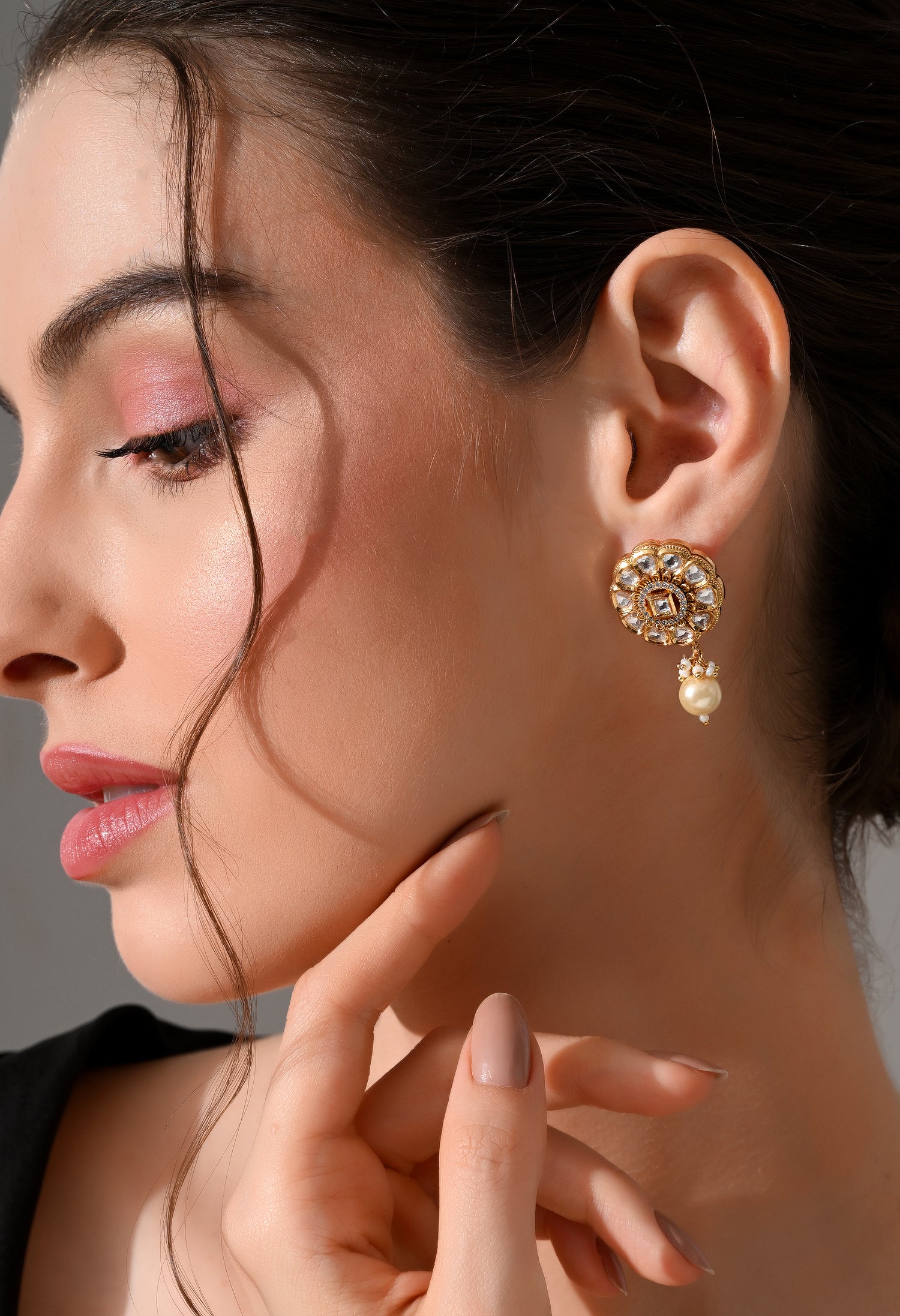 Royal Kundan Pearl Drop Earrings