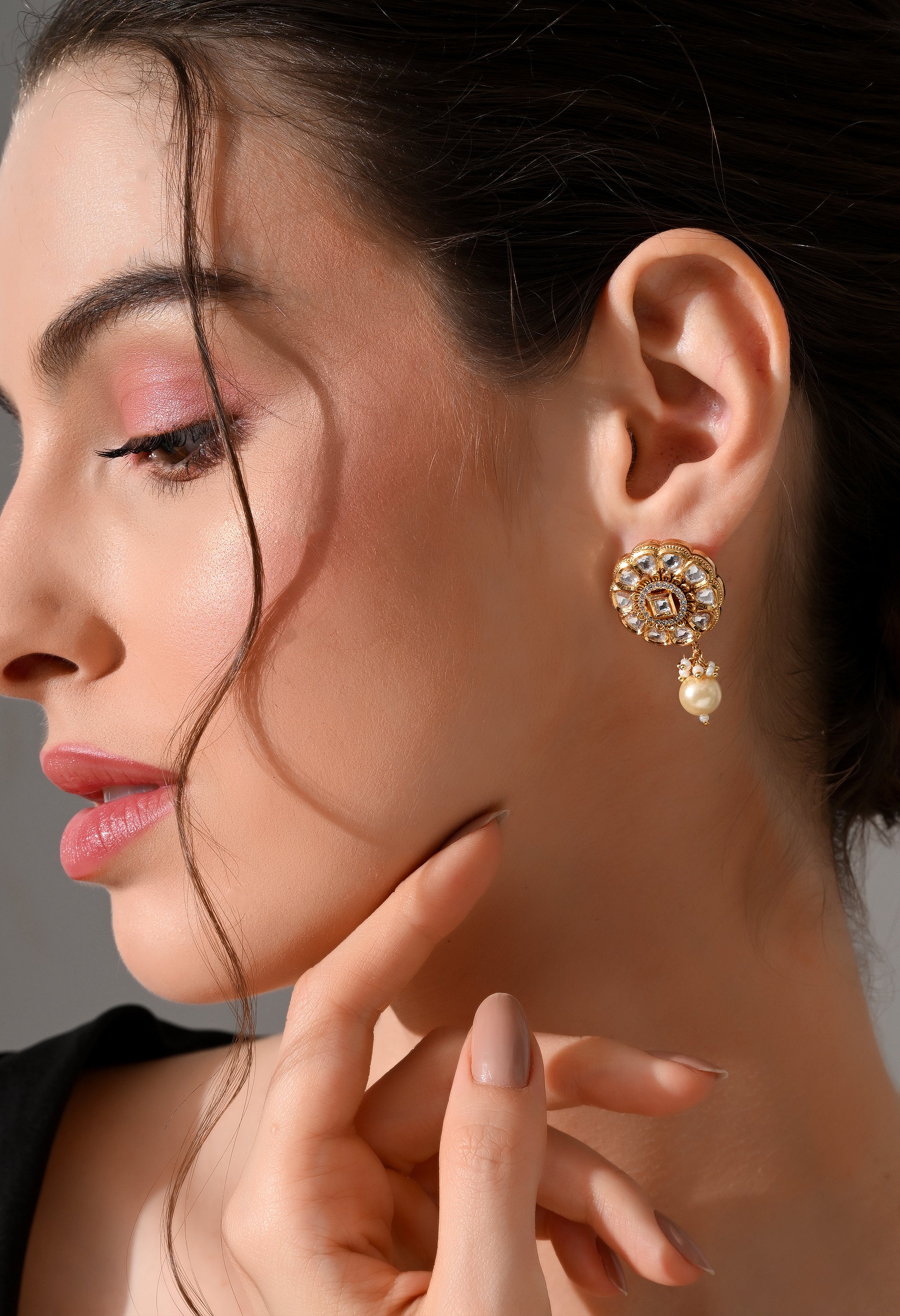 Royal Kundan Pearl Drop Earrings