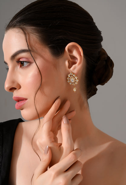 Majestic Kundan Pearl Drop Earrings