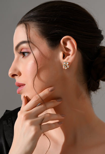 Emerald Bloom Kundan Studs