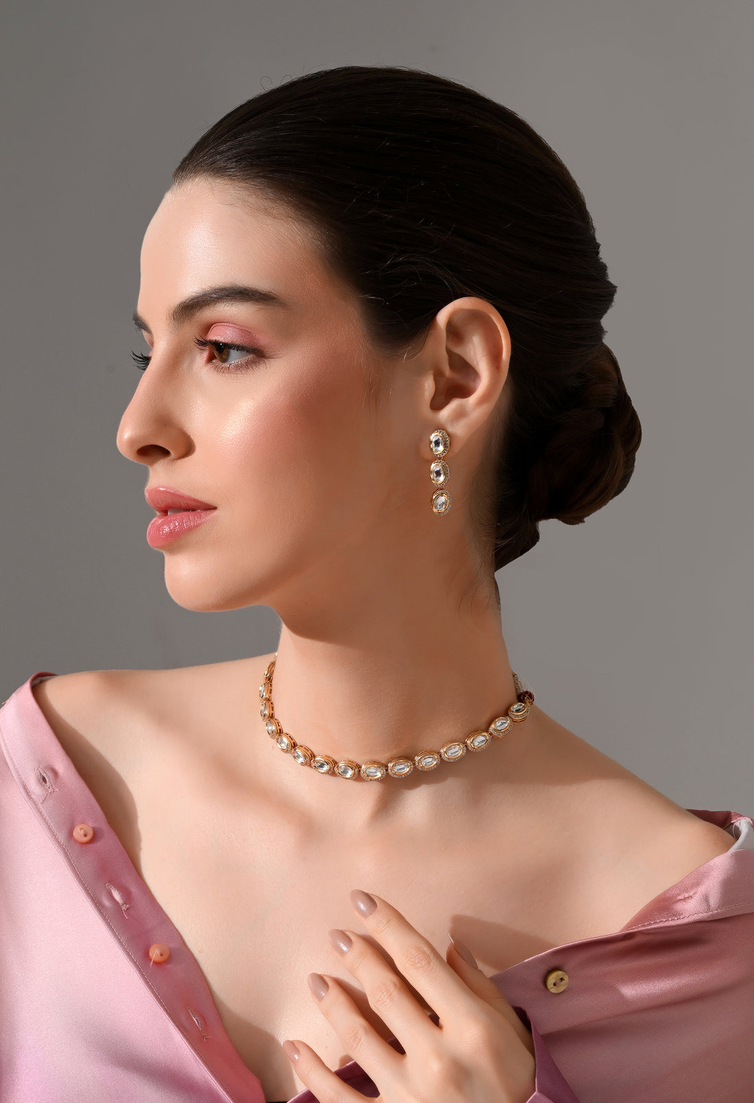 Golden Grace Kundan Necklace &amp; Drop Earring Set