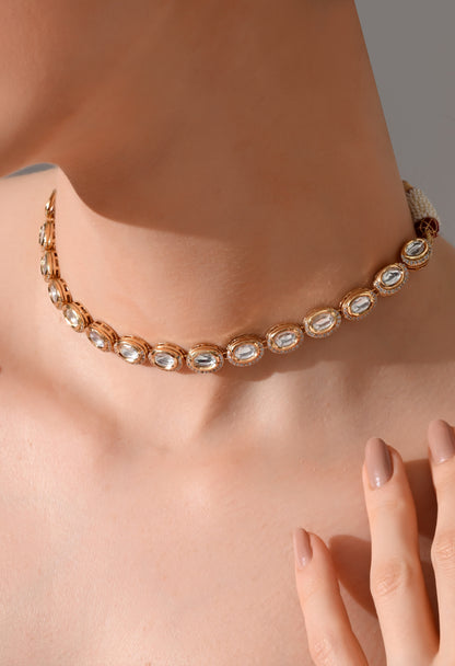 Golden Grace Kundan Necklace &amp; Drop Earring Set