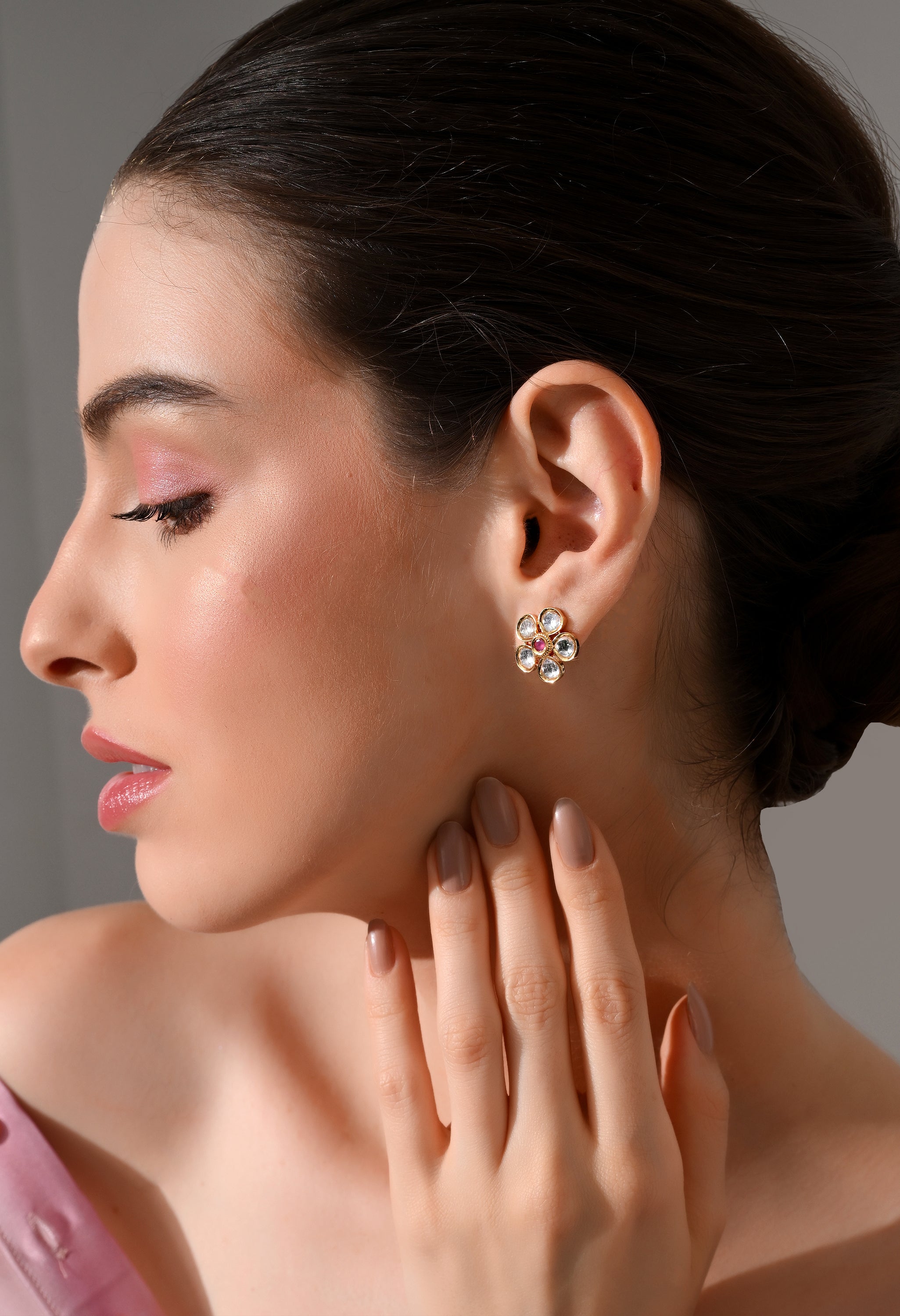 Ruby Bloom Kundan Stud Earrings