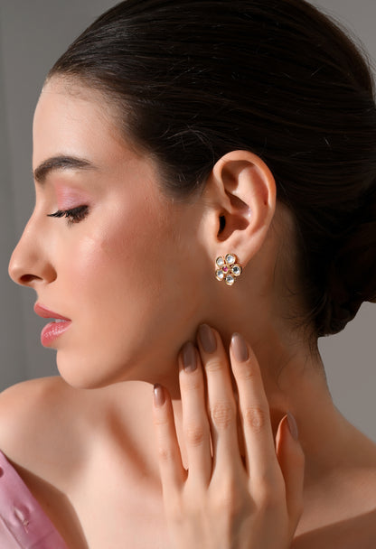 Ruby Bloom Kundan Stud Earrings