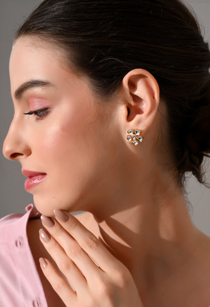 Crystal Bloom Kundan Stud Earrings