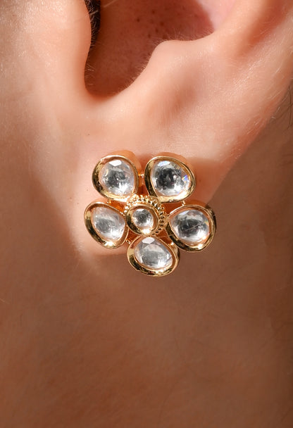 Crystal Bloom Kundan Stud Earrings