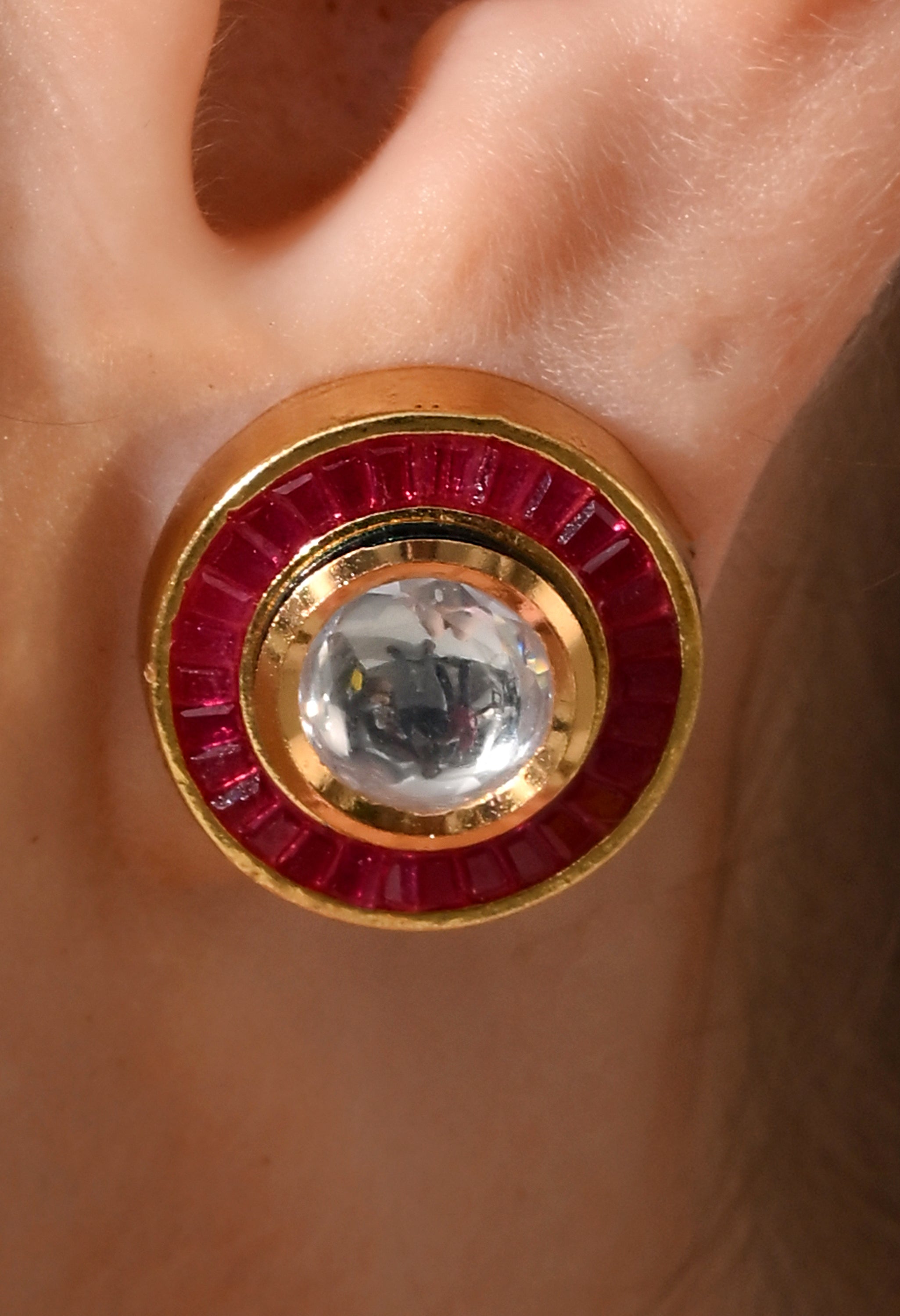 Ruby Radiance Kundan Stud Earrings