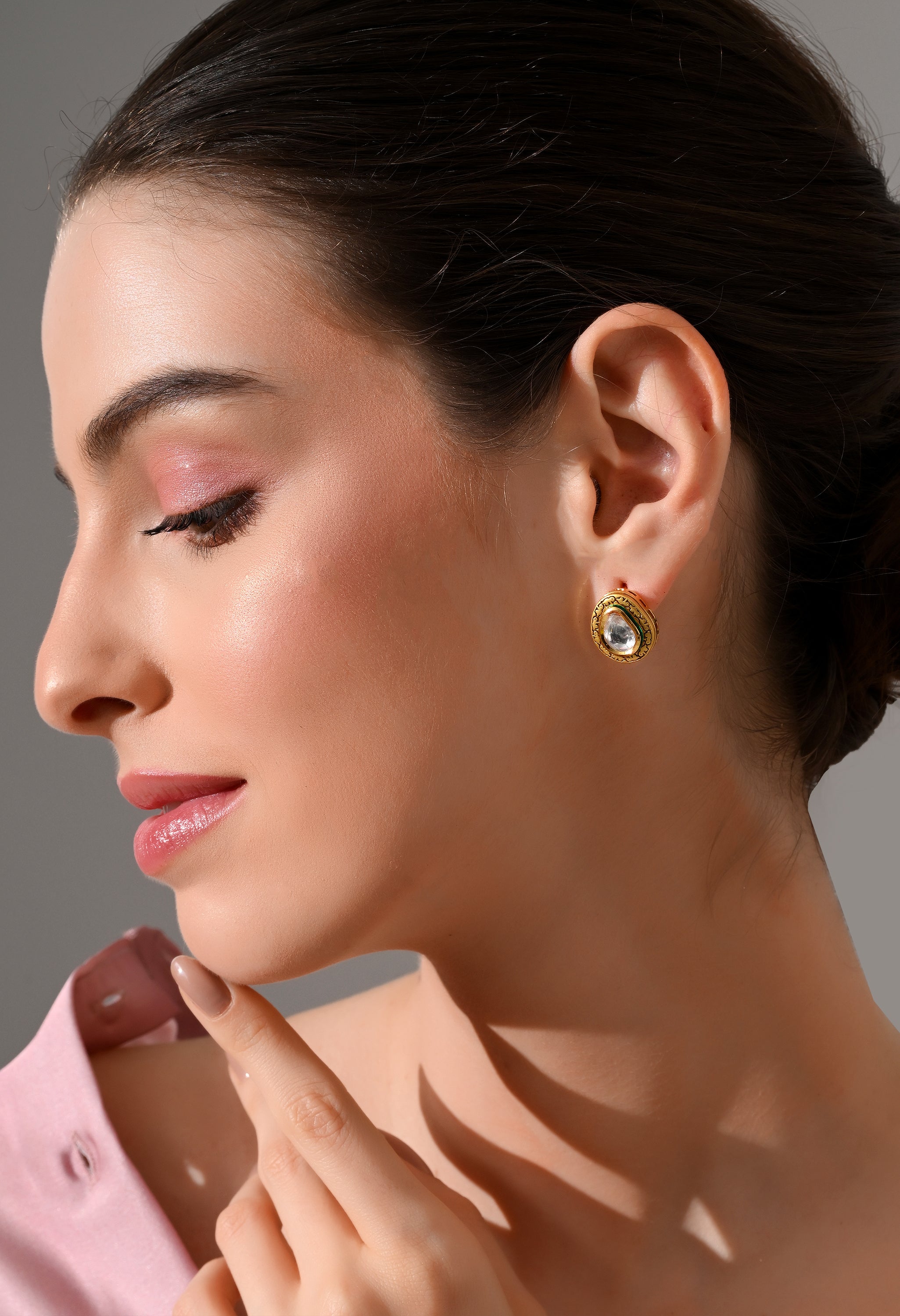 Heritage Teardrop Kundan Stud Earrings