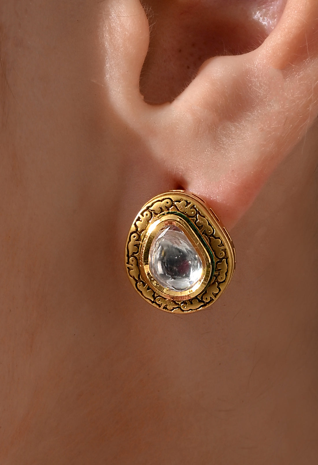 Heritage Teardrop Kundan Stud Earrings