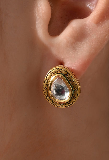 Heritage Teardrop Kundan Stud Earrings