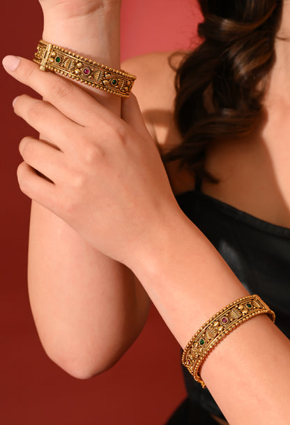 Antique Gold Beaded Kada Bracelet