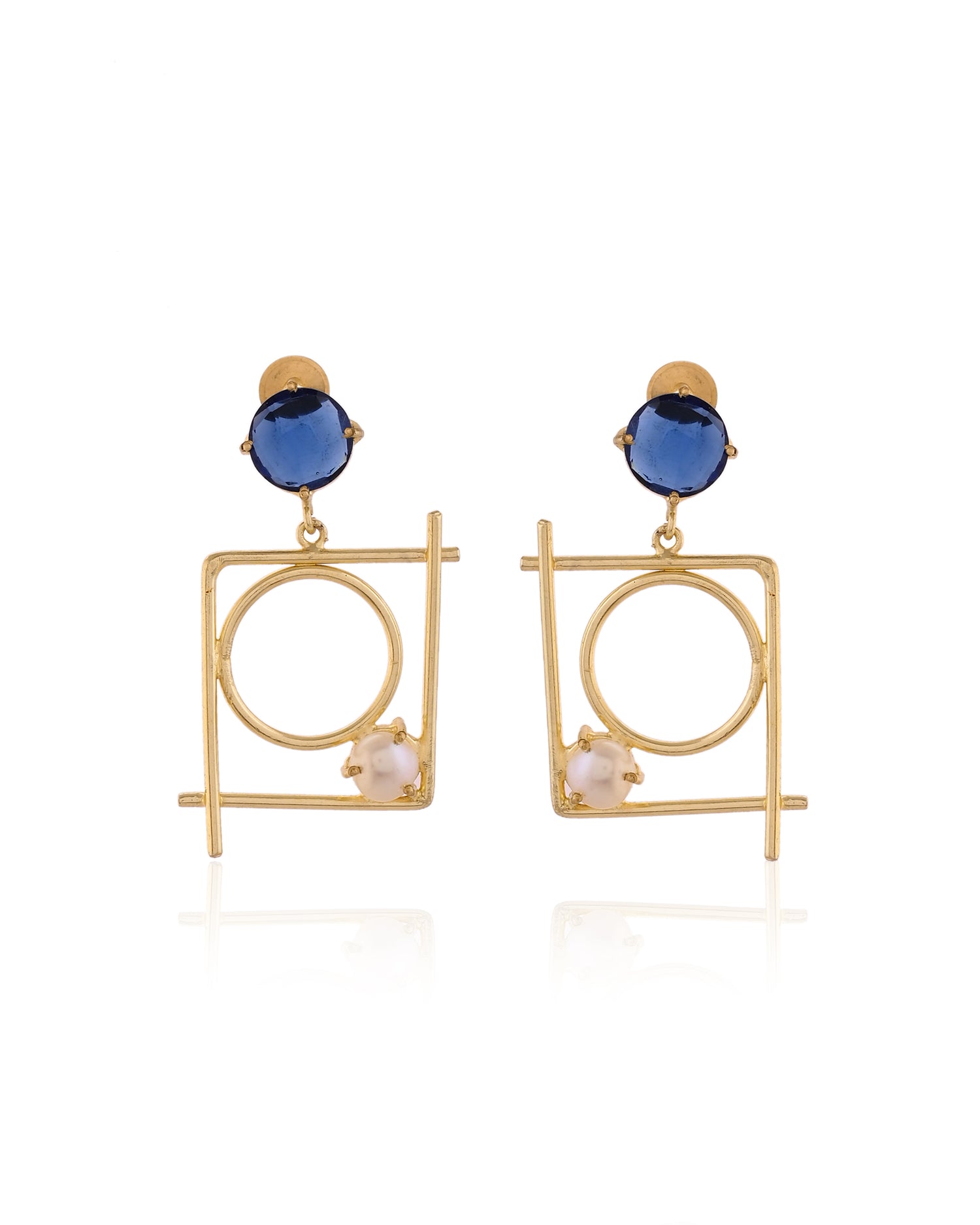 Geometric Pearl Drop Earrings