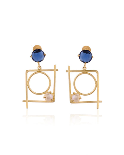 Geometric Pearl Drop Earrings