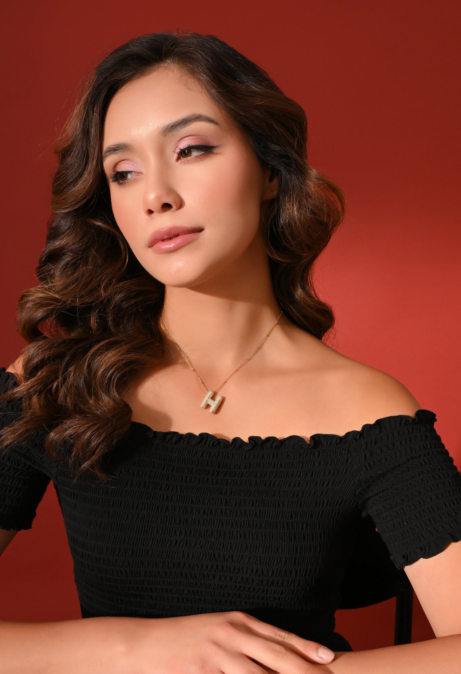 Crystal (H) Initial Pendant Necklace