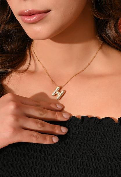 Crystal (H) Initial Pendant Necklace