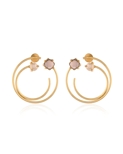 Dual Hoop Pearl Stud Earrings