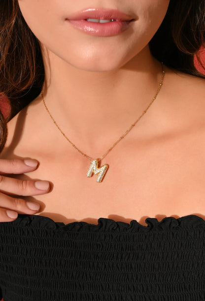 Crystal (M) Initial Pendant Necklace