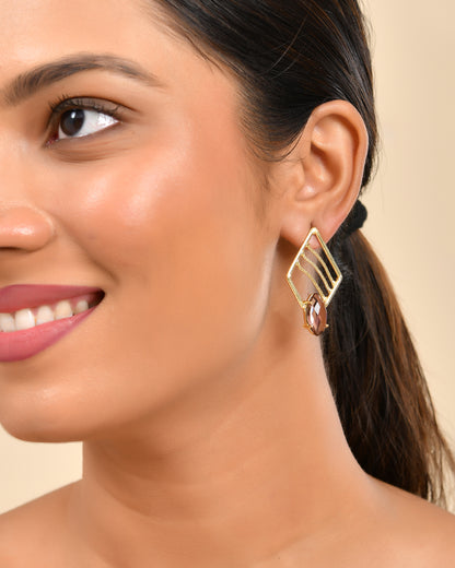 Geometric Crystal Drop Earrings