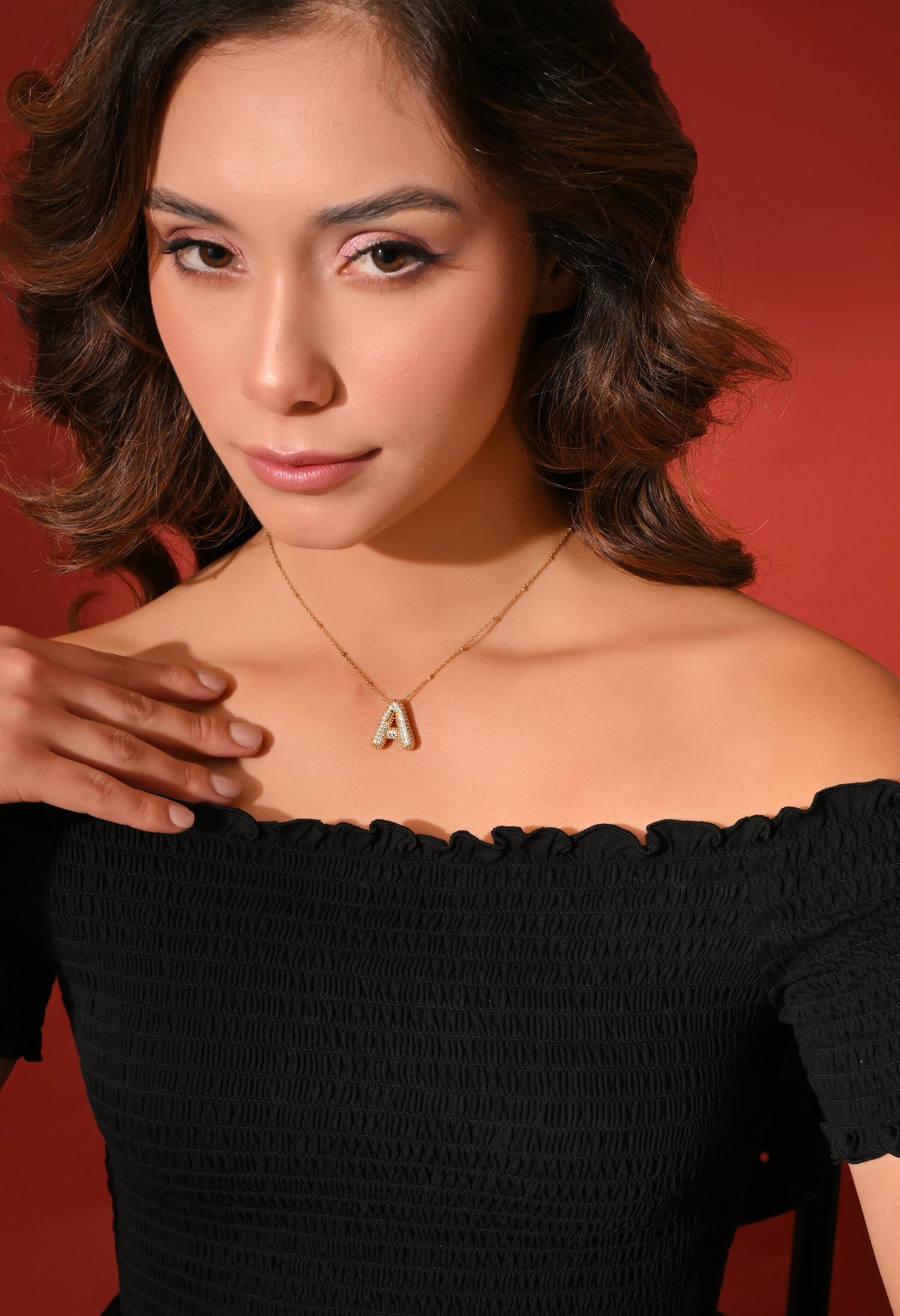 Crystal (A) Initial Pendant Necklace